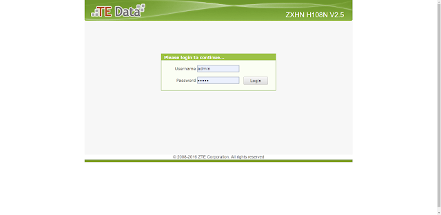 zxhn h108n v2.5 password