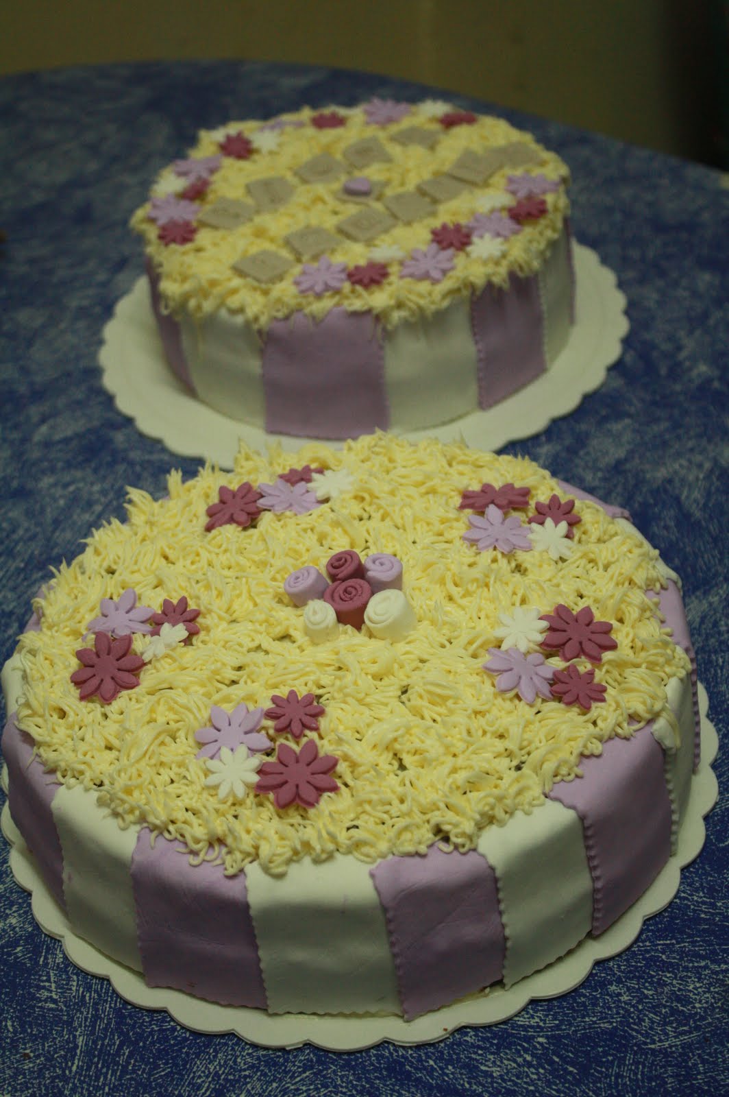 Purple & White 2 tier Wedding