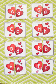 Valentine's Day Themed Unit: Hearts Uppercase and Lowercase Puzzles