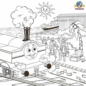 Thomas and friends Duck the tank engine train coloring pictures to color tropical pirates boat house
