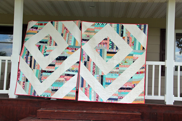Two Modern Barn Raising quilts from Fons & Porter's Quilting Quickly
