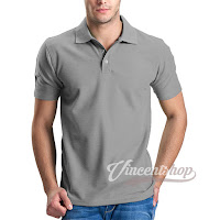 Kaos Polo Shirt Pria Warna Abu Muda