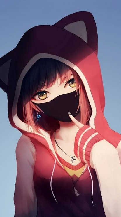 Anime bad girl with mask