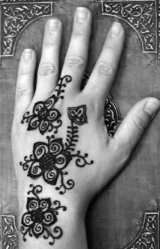 The elaborate temporary Henna tattoo could take several hours to apply and