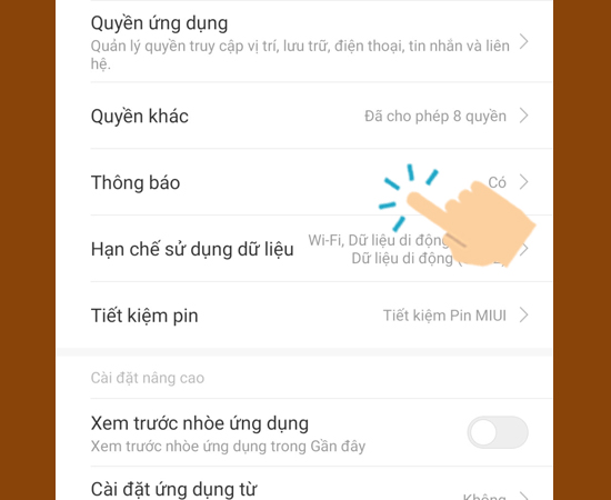 Vào Thông báo