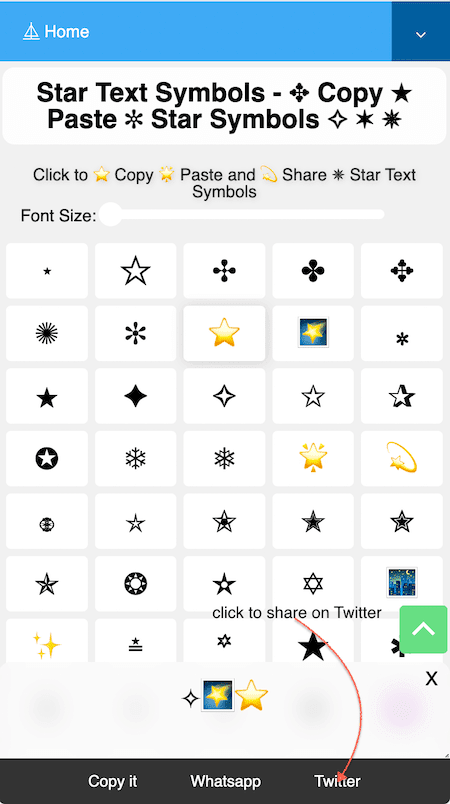 How to Share ✡ Star Text Symbols On Twitter?