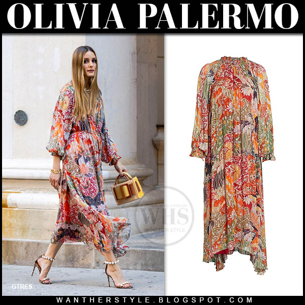 Olivia Palermo in multicolored printed midi dress