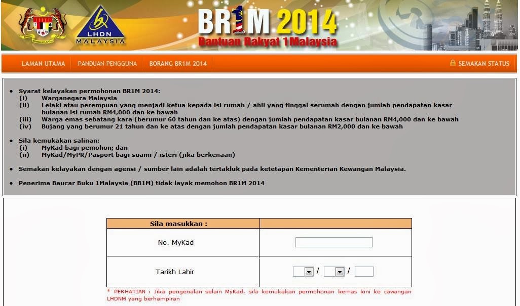 Borang Permohonan BR1M 3.0 2014  Infokasi