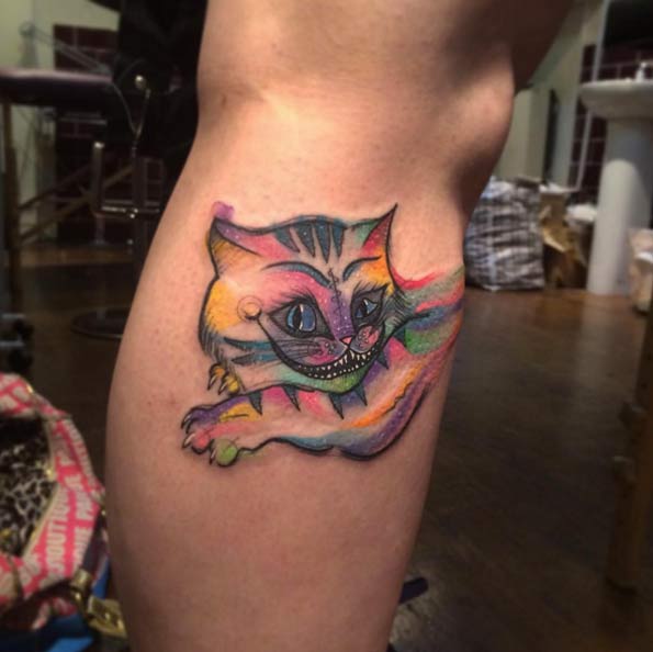 colorida aquarela gato de Cheshire tatuagem