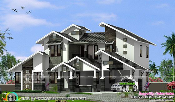 4 bedroom sloping and slanting roof house