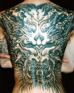 Japanese Full Back Body Head Lion Tattoo Design