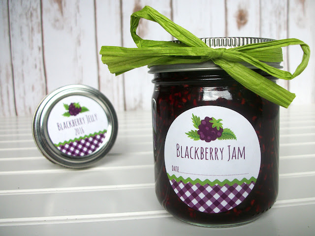 Gingham Blackberry Mason Jar Labels