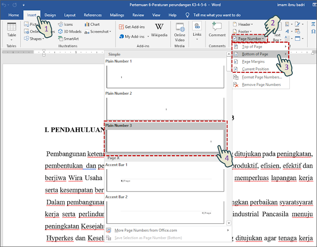 Menyisipkan Page Number di Header atau Footer 1