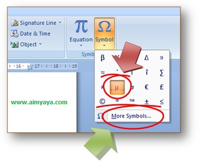 Pada ketika menciptakan dokumen tidak jarang kita perlu menyisipkan symbol  menyerupai  Cara Praktis Menyisipkan Simbol dan Karakter Khusus di Ms Word 2007