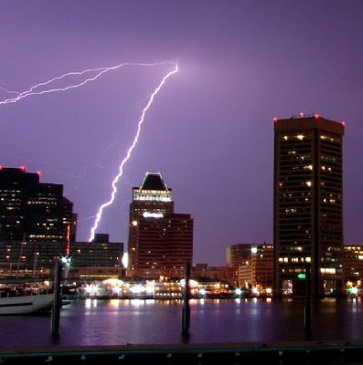 Picture of lightning over Baltimore.