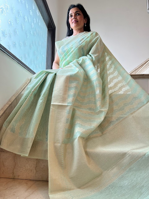Enchanting Elegance: Dive into the Allure of our Pure Cotton Sea Green Saree