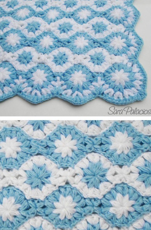 Crochet Puff Flower Blanket - Free Pattern 