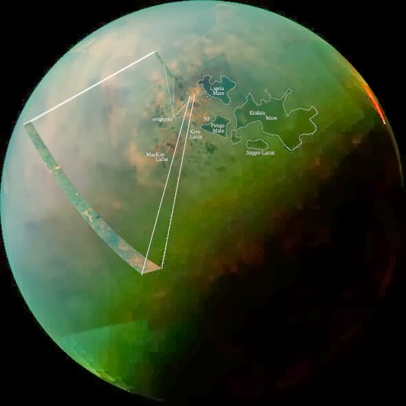 Annotated infrared mosaic of Titan’s north pole