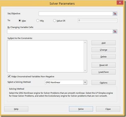 Goal Seek in Excel - Empty Solver Dialogue Box