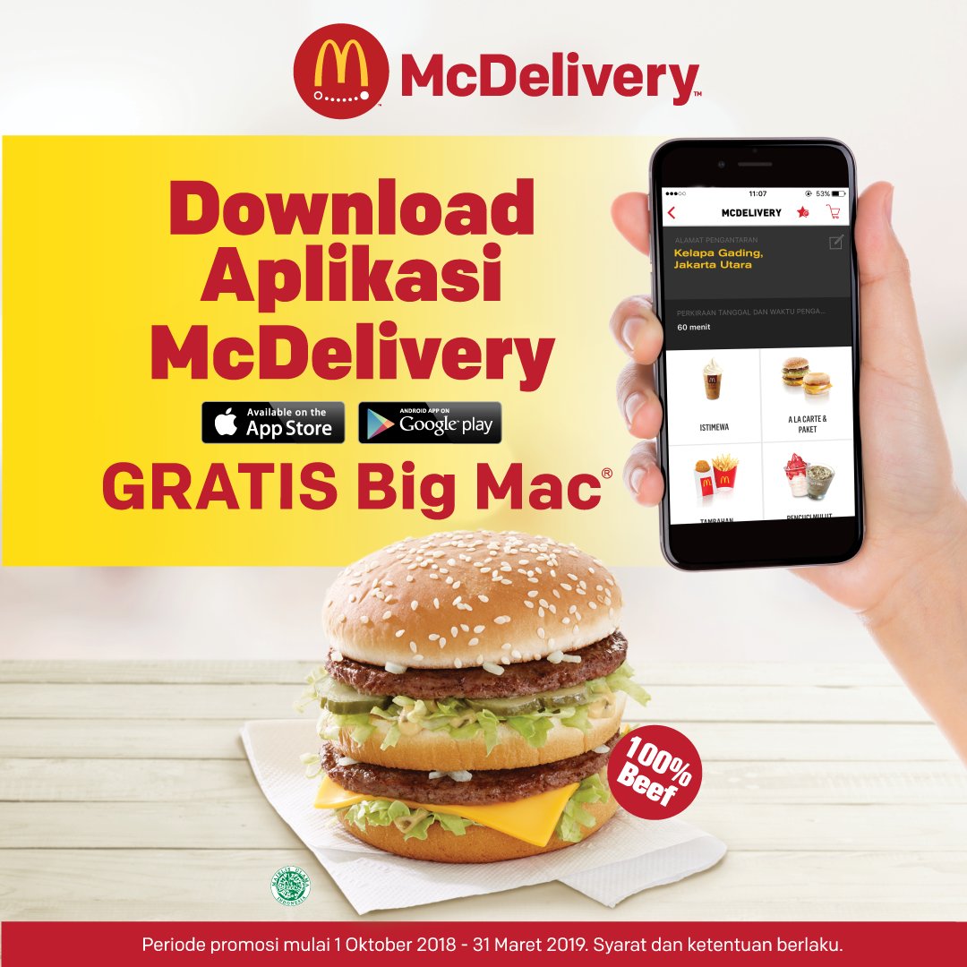 McDonalds - Promo Gratis Big Mac di Aplikasi McDelivery (s.d 31 Mar 2019)