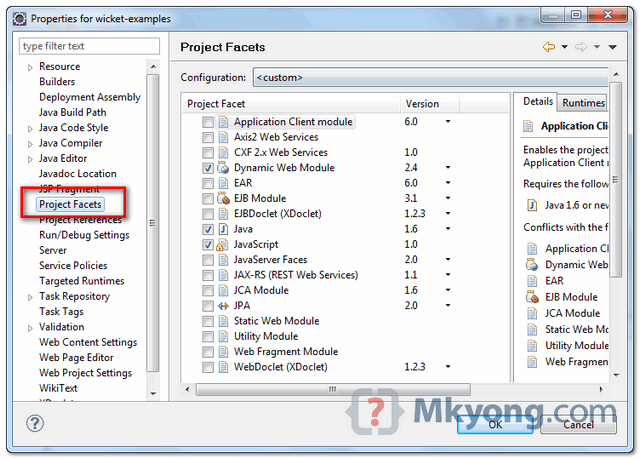 wicket example eclipse facets