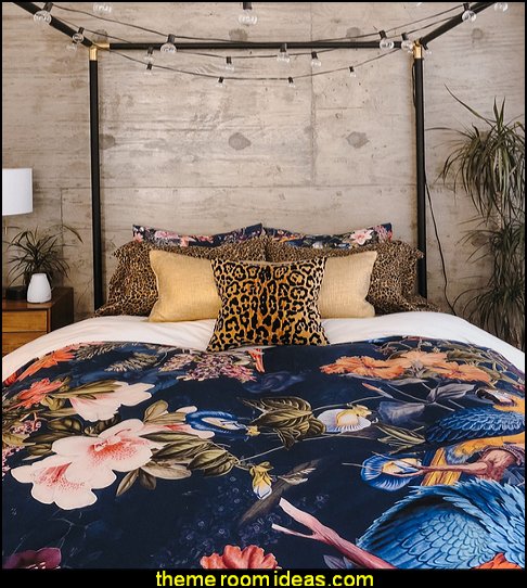 urban jungle bedding  Tropical beach style bedroom decorating ideas - beach bedrooms - surfer theme rooms - tropical theme Hawaiian style decorating - raffia valance window ideas - tropical bedding - tropical wall murals - palm trees decor - tropical bedroom decorating ideas - tropical furniture - tropical baby nursery decorating