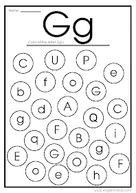 Find letter g worksheet -- printable ESL materials to teach English alphabet