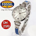 FOSSIL Women's Georgia Blue Leather & Stainless Steel Bangle Watch