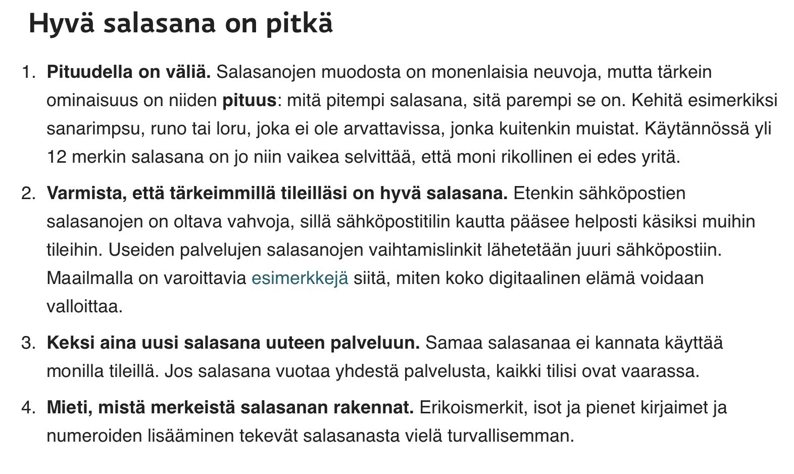 hyvä salasana on pitkä