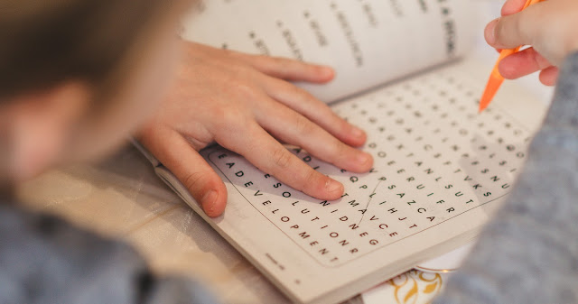 child working word search puzzle