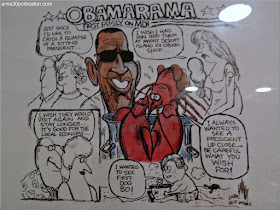 Caricatura de la Visita de Obama en Mount Desert Island Ice Cream, Bar Harbor