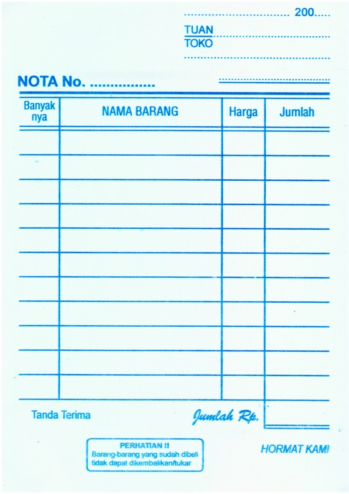 Contoh Nota Bon  Service Laptop