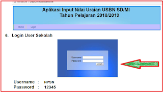 Aplikasi Input Nilai USBN SD/MI Tahun 2019