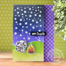 Sunny Studio Stamps: Cascading Stars Critter Campout Camping Themed Critter Card by Eloise Blue
