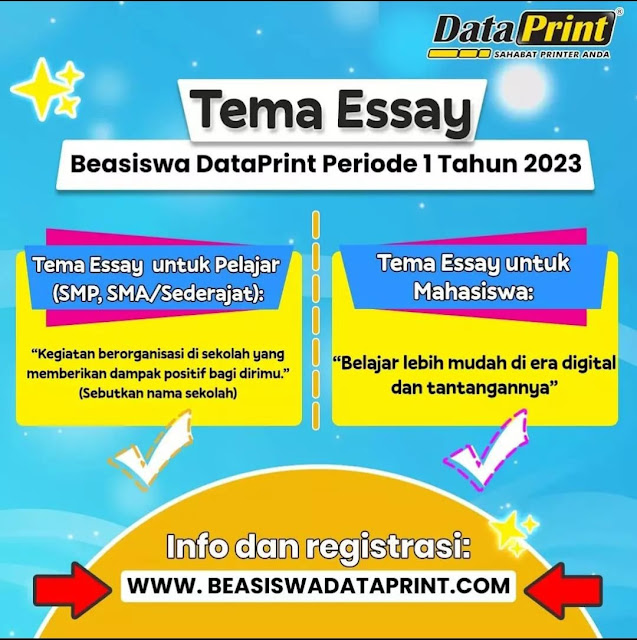 Pebdaftaran Beasiswa Data Print Periode 1 Tahun 2023 Telah Dibuka