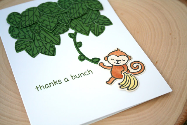 Thank You Monkey Card by Jess Gerstner featuring Lawn Fawn Critters in the Jungle