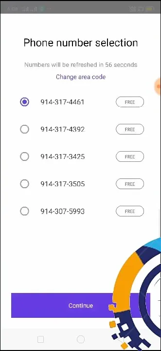 6. سيقدم لك TextNow العديد من خيارات الأرقام المجانية. إذا لم يعجبك أي منهم، فيمكنك النقر فوق تحديث الأرقام.