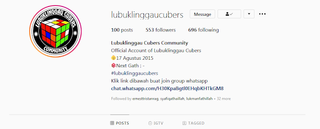 Bagi yang ingin bergabung bersama Lubuklinggau Cubers bisa langsung mengunjungi profile instagram komunitas