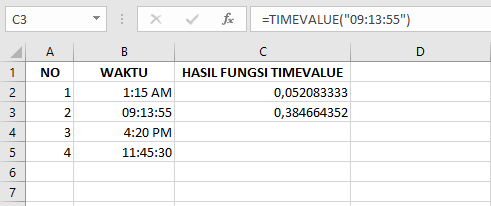 Fungsi TIMEVALUE: Kegunaan, Contoh, dan Tutorial di Microsoft Excel