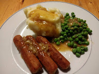 Vegetarian sausages made with chickpeas