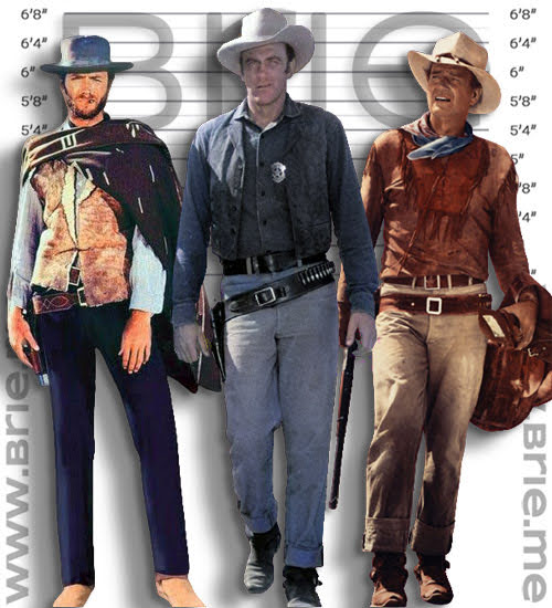 James Arness, Clint Eastwood, and John Wayne height comparison