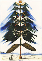 A painting by Salvador Dali that shows a Christmas tree made of butterflies.