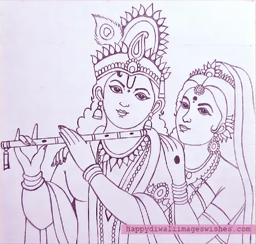 Radha Krishna Drawing by Dimple Singh - Pixels