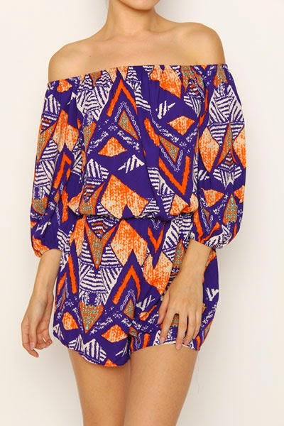  African Print Off Shoulder Romper