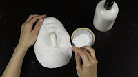  DIY Latex Prosthetic -  Pour a good amount of liquid latex, use the spatula and scoop some liquid latex and apply it on the nose.