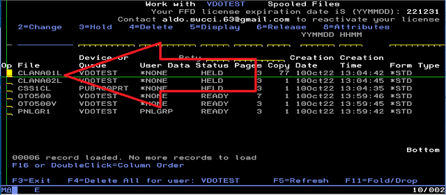 WSF version of wrksplf Work with Spooled Files