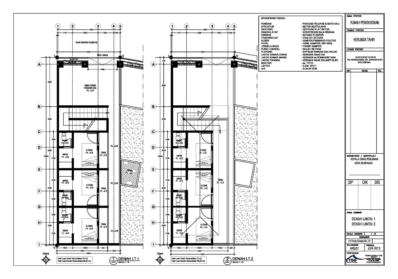TSG Architecture and Design: Gambar IMB Rumah Kos-Kosan Jalan Gunung ...