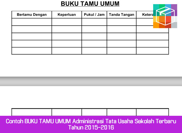 Contoh BUKU TAMU UMUM Administrasi Tata Usaha Sekolah 