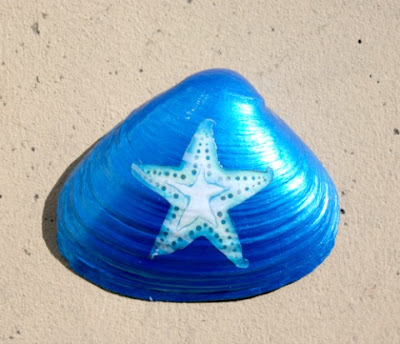 Painted Clam Seashells with Starfish Design