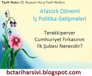 Terakkiperver Cumhuriyet Fırkasının İlk Şubesi Neresidir? Atatürk Dönemi İç Politika Gelişmeleri